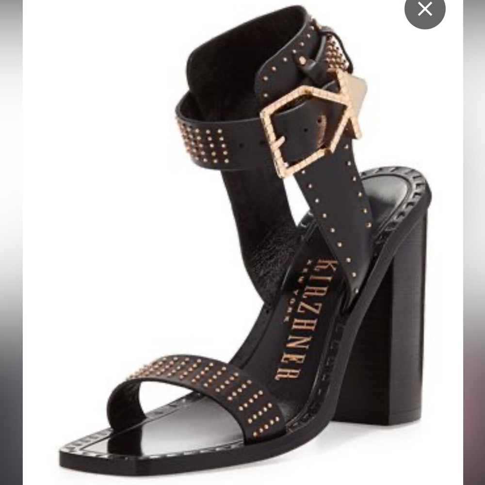 IVY KIRHZNER Women’s VOLT Shoes Black w/ROSE GOLD studs Gladiator Sandals SIZE 8